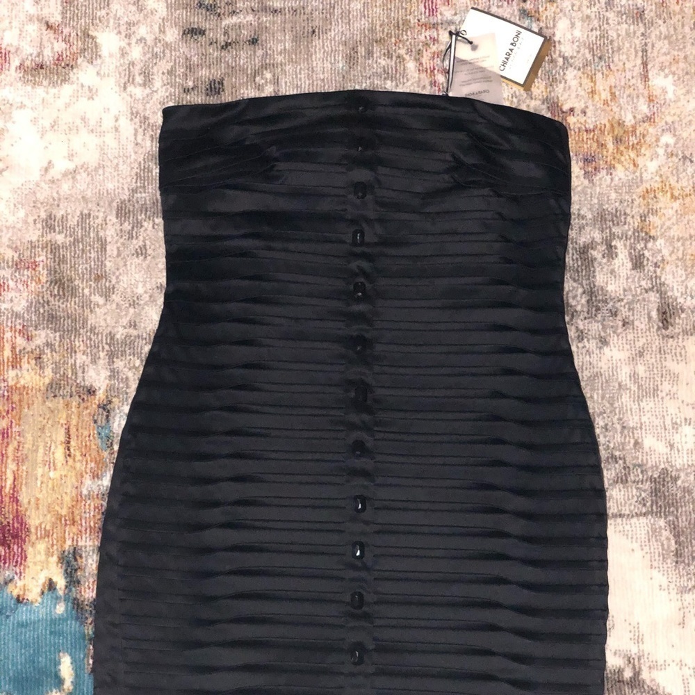 STUNNING 🤩 NWT Vintage Strapless Chiara Boni Black Strapless Dress Sz 10 - Picture 9 of 16